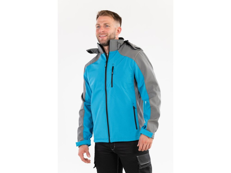 Куртка робоча SOFTSHELL з прикріп капюшоном YATO розм XXL, синьо-сіра, 3 кишен, 96% поліес і 4% (YT-79564)