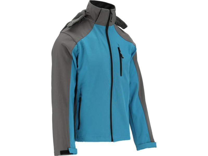 Куртка робоча SOFTSHELL з прикріп капюшоном YATO розм XXL, синьо-сіра, 3 кишен, 96% поліес і 4% (YT-79564)