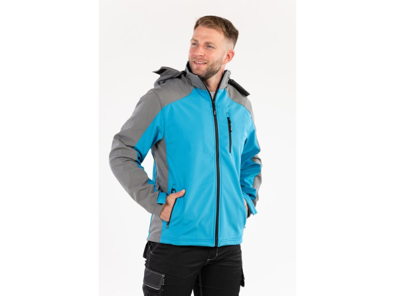 Куртка робоча SOFTSHELL з прикріп капюшоном YATO розм XXXL, синьо-сіра, 3 кише, 96% поліес і 4% (YT-79565)