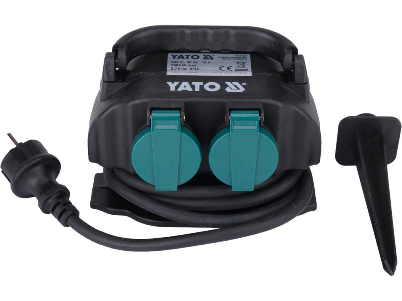 Розетка садова YATO 230В 16А 4 гнізда кабель H07RN-F3G1.5 довжиною 2 м
