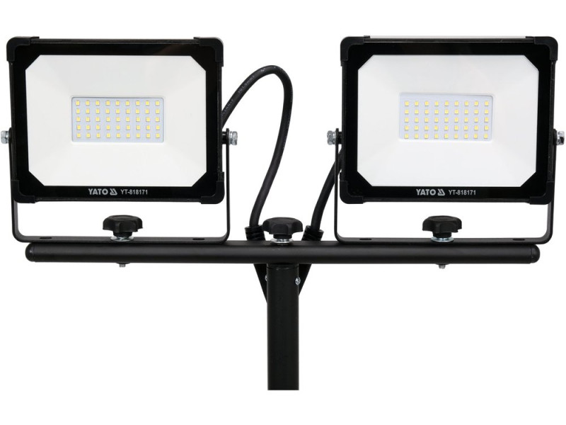 Прожектори з SMD-діодним випромін. YATO: 2x 30 Вт, 230 В, x2850 Lm, на штативі h= 0.6-1.22 м (YT-818171)