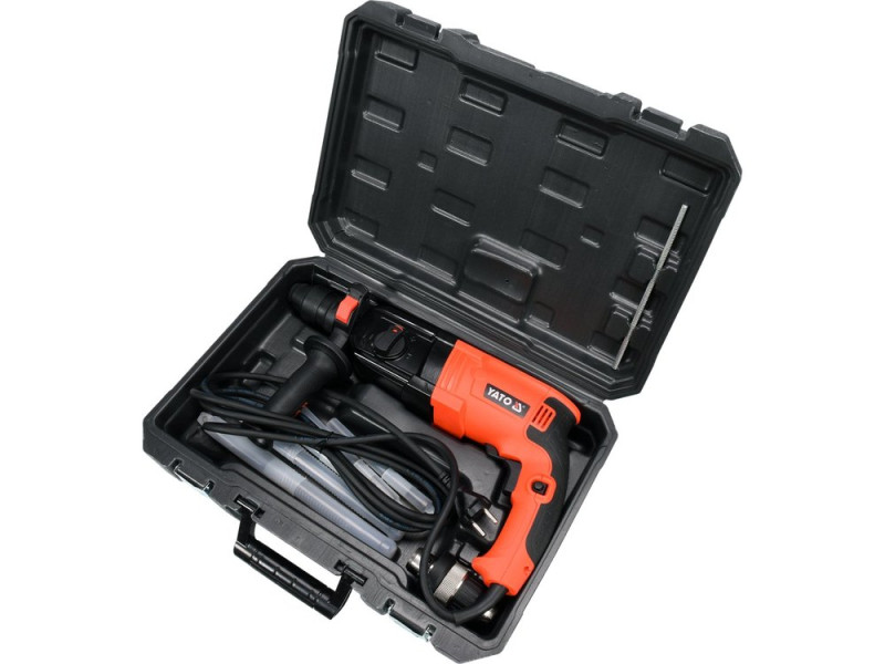 Перфоратор сетевой SDS+ YATO: с сменным патроном P= 850 Вт, J= 3,3 Дж. Ø≤ 30 мм в футляре (YT-82122)