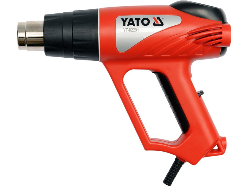 Фен технический сетевой YATO : P= 2000 Вт, 2 t°.реж: 350°/550°C, поток 500 л/мин+ 6 аксессуары (YT-82291)