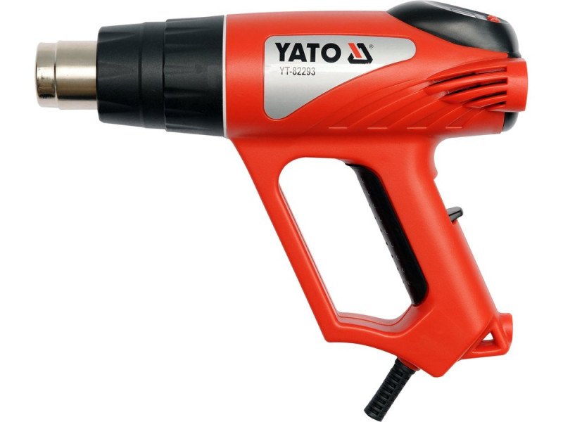 Фен технический сетевой YATO : P= 2000 Вт 0~600° с регулятором температуры (LCD) + 6 аксессуаров (YT-82293)