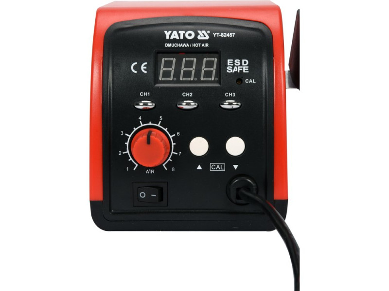 Фен-станція мережева YATO: 750 Вт, t°= 100- 500°С, пов. потік- 120 л/хв, LCD табло, 4 форсунки (YT-82457)