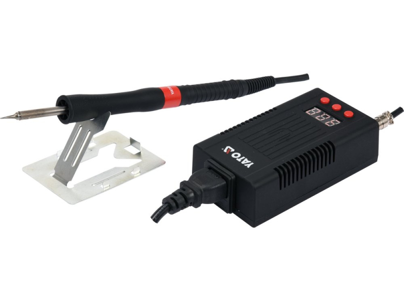 Паяльная станция сетевая: 110-230 V YATO; Р = 75 Вт, t ° = 90-480 ° С, жало тип T12, LCD табло (YT-82461)
