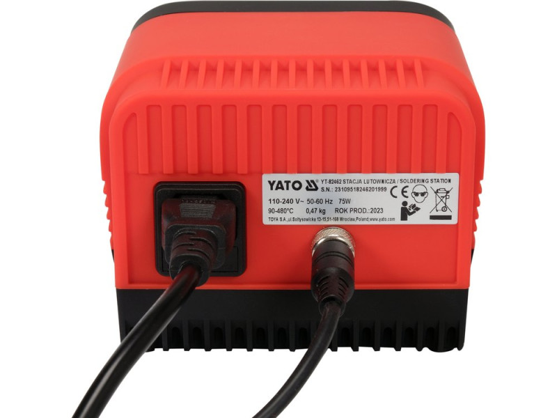 Паяльна станція мережева 110-230 V YATO; Р= 75 Вт, t°= 90-480°С, жало тип T12, LCD табло (YT-82462)