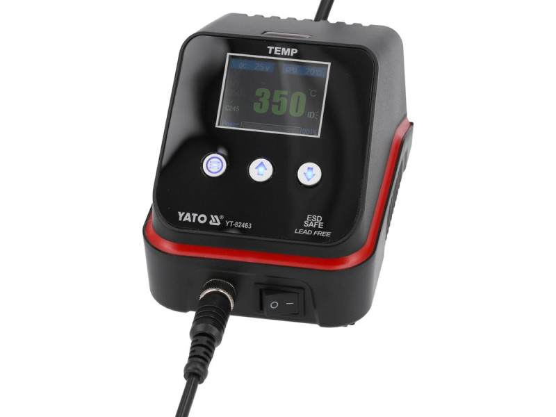 Паяльна станція мережева 110-230 V YATO; Р= 192 Вт, t°= 90-500°С, жало тип C245, LCD табло (YT-82463)