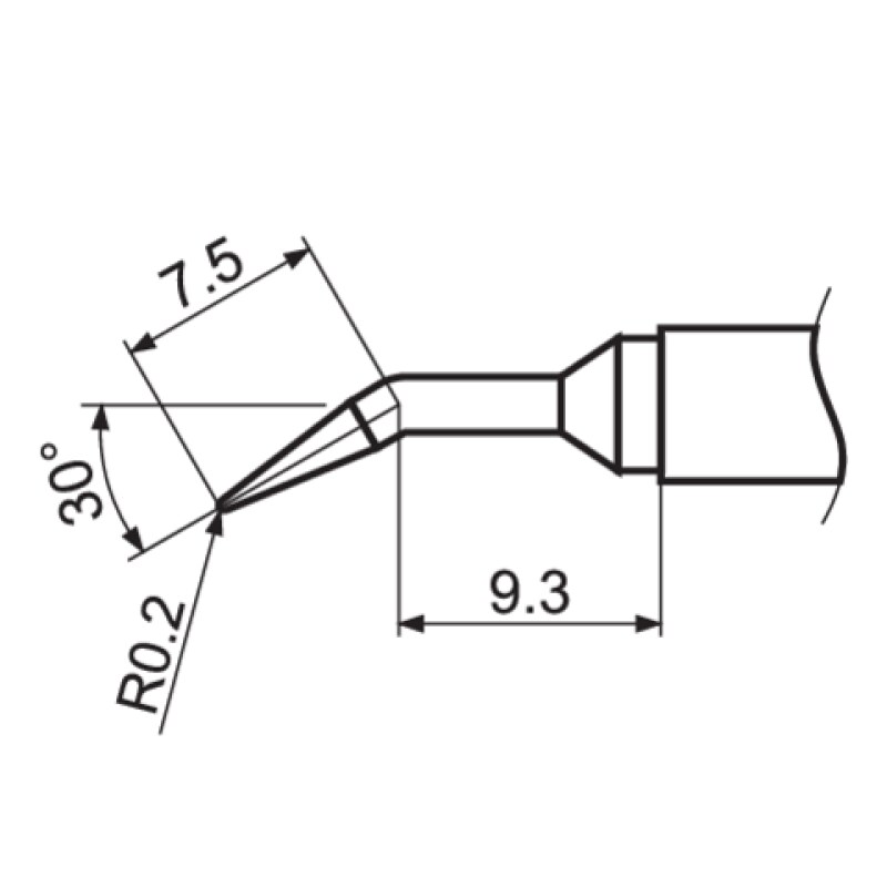 Жало паяльне T12-JL02 YATO YT-82492, конусне, вигин 30°