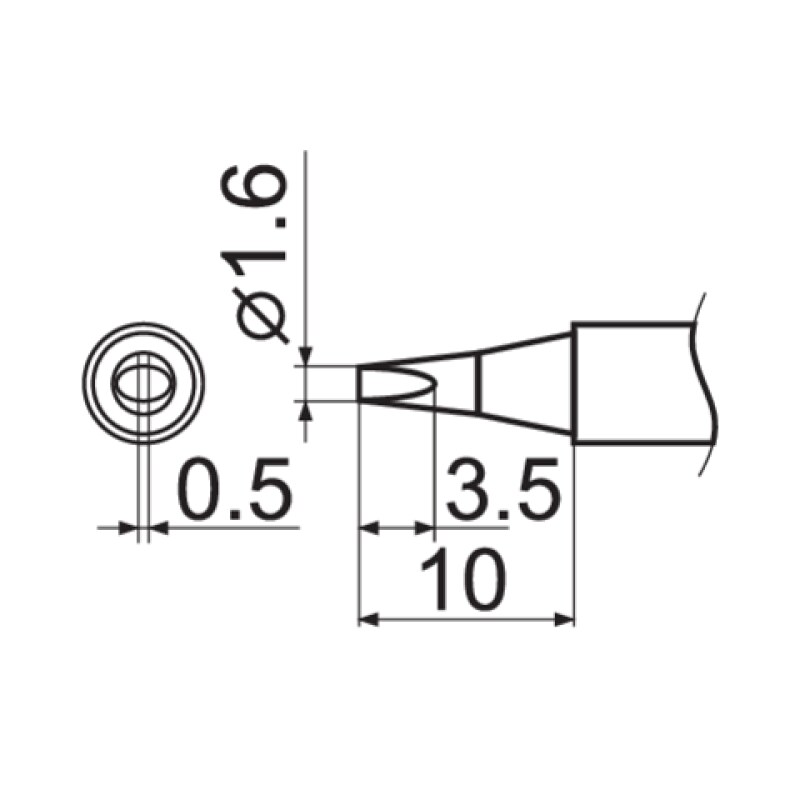 Жало паяльне T12-D16 YATO YT-82494, 1,6 мм, довжина 149 мм