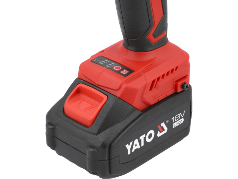 Гайковерт ударний безщітковий YATO: 2 акум.18 В Li-Ion 4 АГод, квадрат1/2", 850 Нм + зарядн. пристр (YT-8277935)