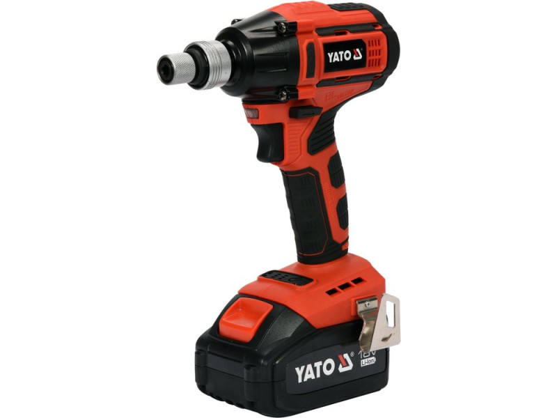 Гайковерт ударний акумуляторний безщітковий YATO: квадрат- 1/2", 250Нм, Li-Ion 18В, 3 Агод +кейс (YT-82802)