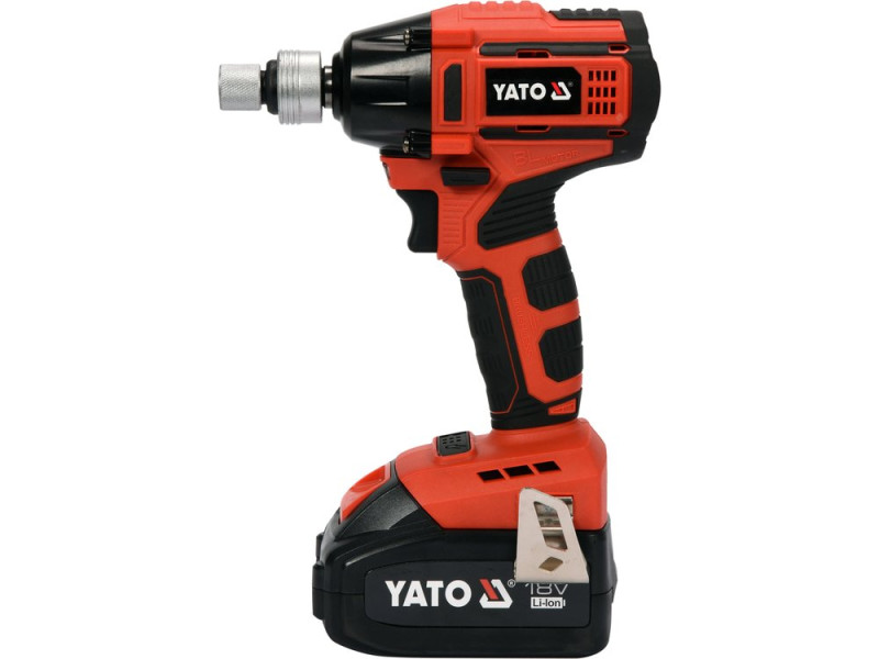 Гайковерт ударний акумуляторний безщітковий YATO: квадрат- 1/2", 250Нм, Li-Ion 18В, 3 Агод +кейс (YT-82802)