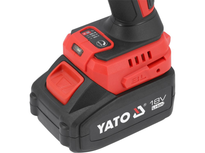 Гайковерт ударный бесщеточный акум. YATO: 18 В Li-Ion 4 Год, квадрат 1/2", КМ- 1200 Нм (YT-828071)