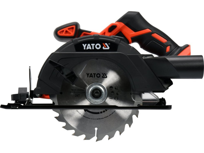 Пила дискова акумуляторна YATO : Li-Ion 18 В, для диска Ø=165/16 мм,24 зуби, (БЕЗ АКУМУЛЯТОРА) (YT-82811)