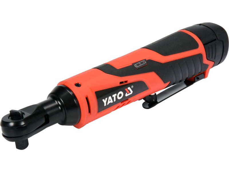 Тріщатка ударна акумуляторна YATO : Li-Ion 12 В, 2 Агод, 3/8", 45 Нм + 4 торцеві головки (YT-82902)