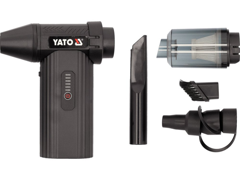 Воздуродувка YATO турбо мини аккумуляторная Li-Ion 7,4В 4 АГод, USB зарядка, с насадками (YT-82936)