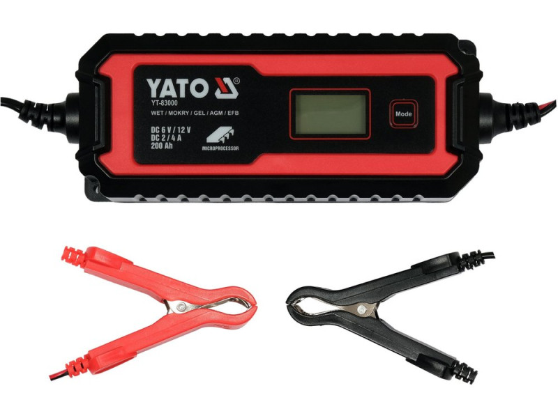 Зарядний пристрій YATO YT-83000, 6/12 В, 2/4 А, до 200 А·год