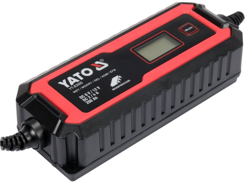 Зарядний пристрій YATO YT-83000, 6/12 В, 2/4 А, до 200 А·год