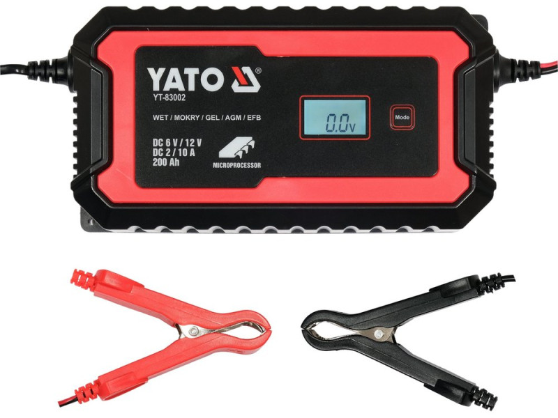 Зарядний пристрій YATO YT-83002, 6/12 В, 2/10 А, до 200 А·год