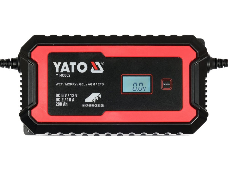 Зарядний пристрій YATO YT-83002, 6/12 В, 2/10 А, до 200 А·год