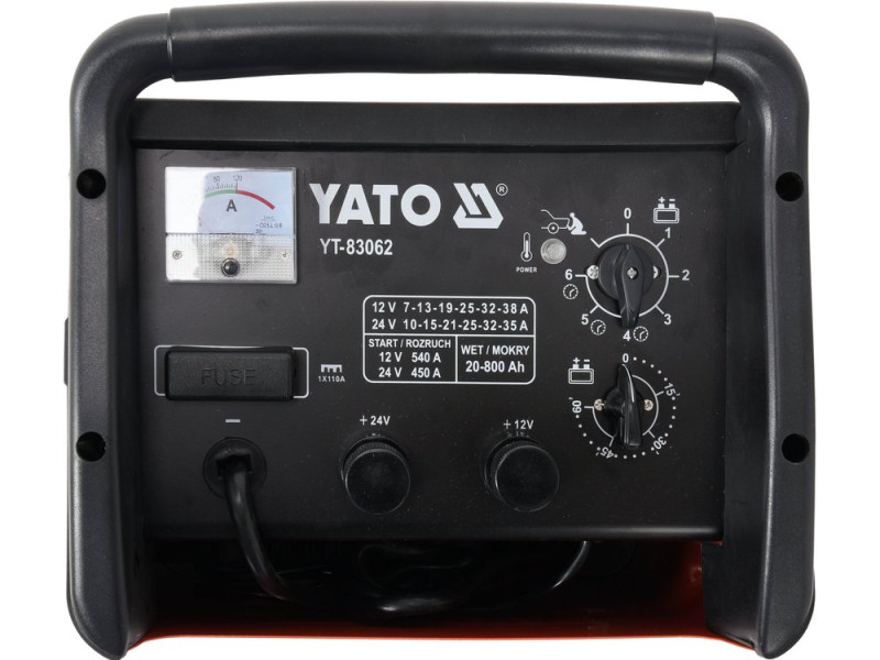 Пуско-зарядное устройство YATO YT-83062, 20-800 Ач, пусковой ток 540 А