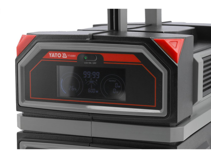 Портативная станция YATO 504 ВтГод, выход 600/1200Вт, порты: 230V AC, разные USB (YT-83091)