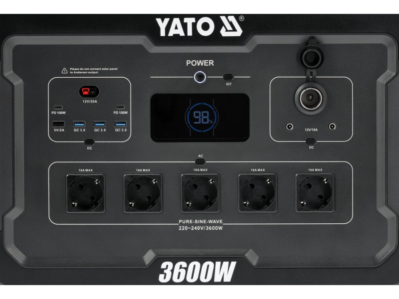 Портативна станція YATO : 3,6 / 7 кВт, 3072 ВтГод. LiFePO4 (YT-83096)