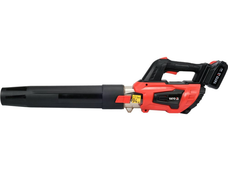 Повітродувка присадибна акумуляторна YATO: Li-Ion 18 V, 4 АГод, продуктивність- 400-570 м³/хв (YT-85176)