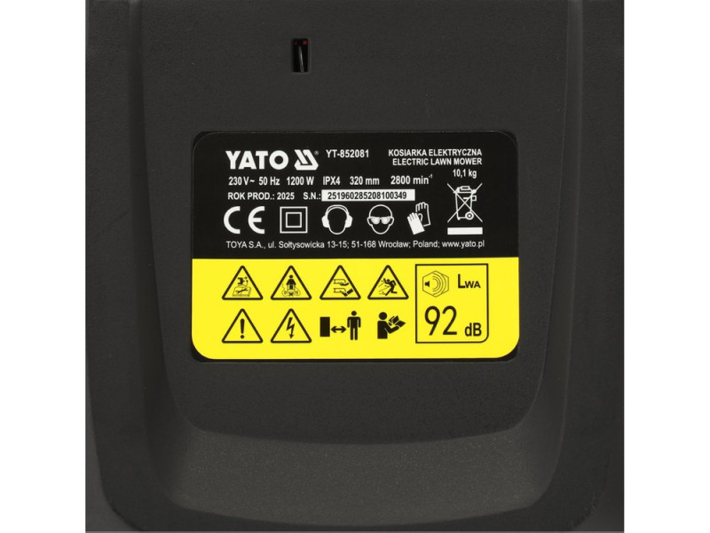 Газонокосарка мережева YATO 1200 Вт. Ø= 32 см. 30л (YT-852081)