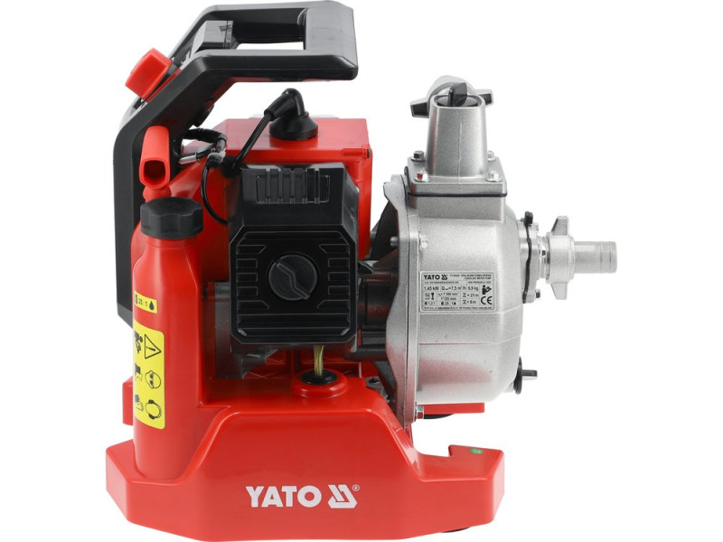 Мотопомпа YATO 1", 1,45 KW, продукт- 7,5 м³/год, висота/глиб- 21/8 м (YT-85420)