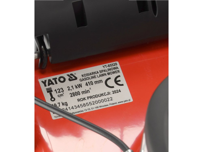 Газонокосарка бензинова YATO YT-85520, 410 мм, несамохідна