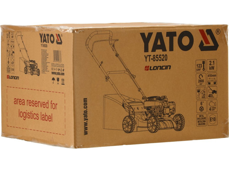 Газонокосарка бензинова YATO YT-85520, 410 мм, несамохідна