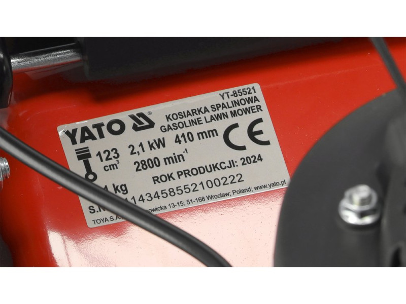 Газонокосарка бензинова самохідна YATO YT-85521, 410 мм
