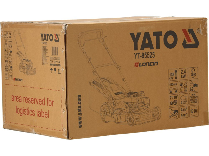 Газонокосарка бензинова самохідна YATO YT-85525, 460 мм