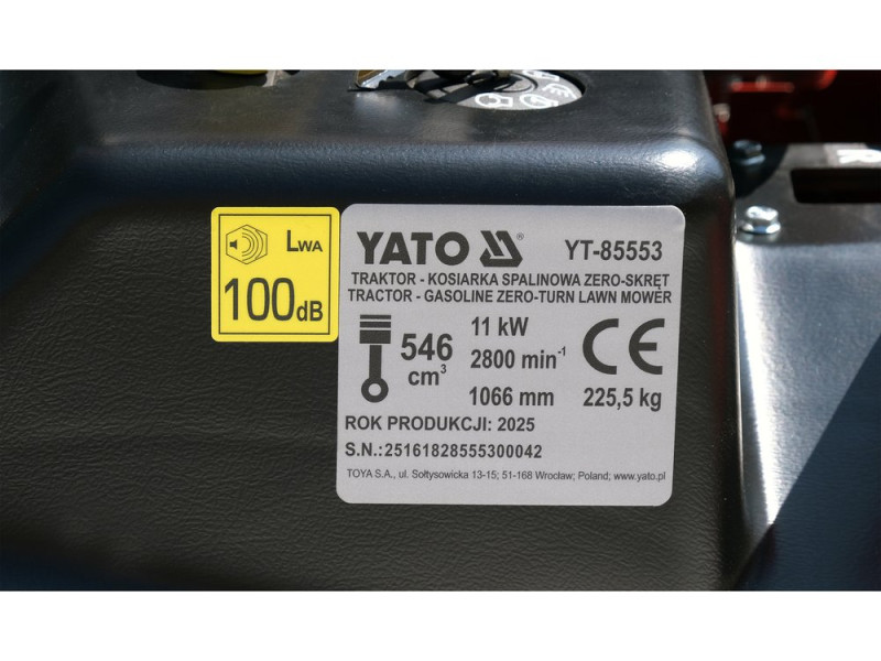 Трактор садовий з нульовим радіусом розвороту YATO YT-85553, 1066 мм