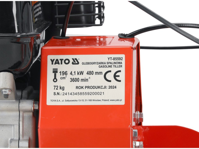 Культиватор бензиновый YATO: двигатель-6,5 КС, ширина борозды-41 см, глубина-254 мм, бак-1,2л (YT-85592)