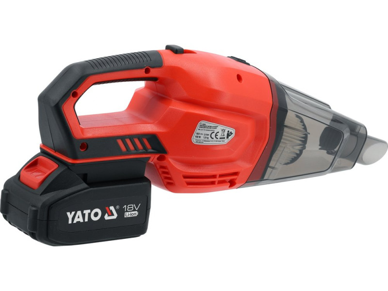 Порохотяг з фільтром HEPA акумулятор YATO Li-Ion 18 V 4 АГод 150 Вт 2 подовжувачі і насадки (YT-85682)