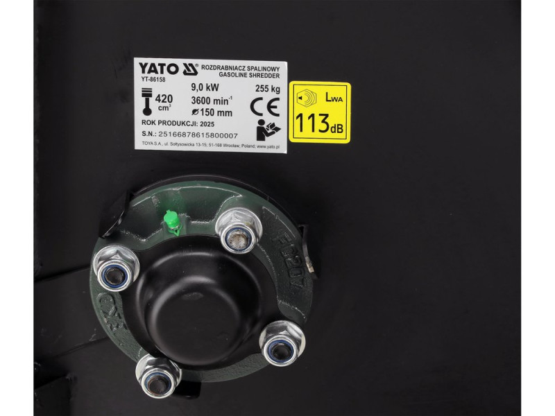 Подрібнювач гілок бензиновий YATO 9 кВт двиг- 420 см3 для гілок максим. Ø= 15 см, бак- 6,5 л, (YT-86158)