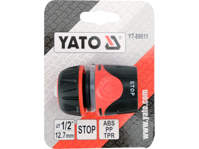 Коннектор для шланга быстросъемный YATO YT-89011, 1/2", аквастоп