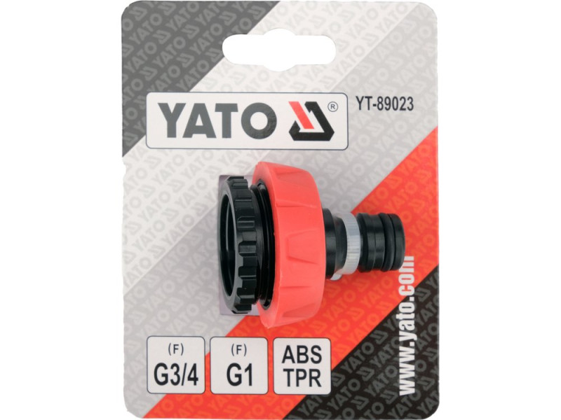 Адаптер для крана G3/4 и G1 (F) YATO YT-89023, ABS и TPR
