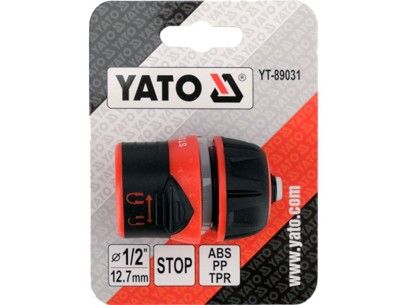Коннектор для шланга быстросъемный YATO YT-89031, 1/2", аквастоп, замок