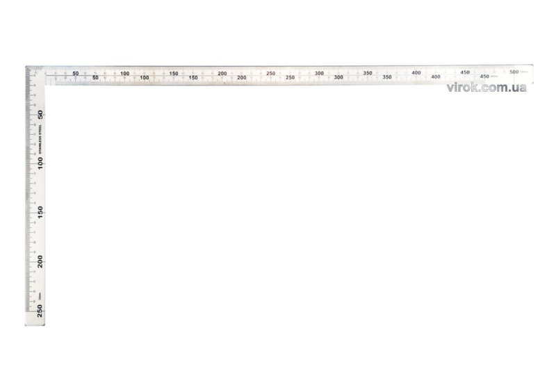 Кутник з нержавіючої сталі YATO : 90°, двосторонній з метричними шкалами, 300 х 150 мм [25/100]