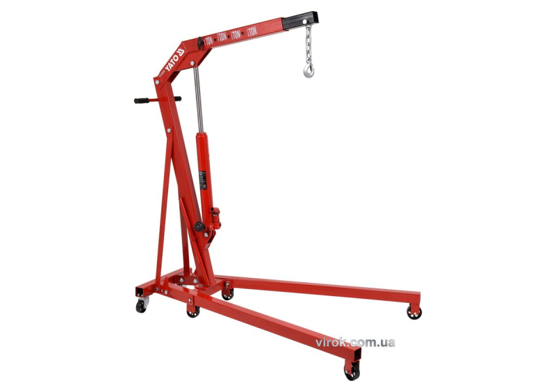 Кран підкатний гідравлічний, розкладний YATO; вантажопід.- 1т, висота- 156 см, діап.- 2,5-210 см