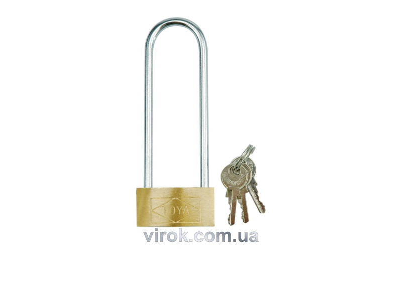 Замок навісний VOREL : L= 40 х 105 мм. латунний з довгою дужкою