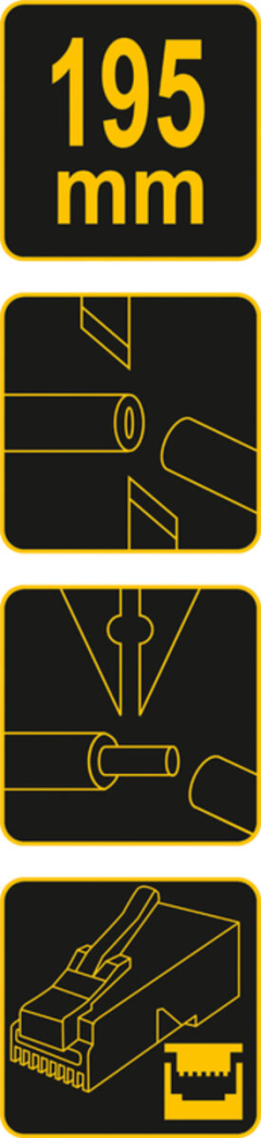 Кліщі для затискання телефонних і мережевих штепселів VOREL: L= 195 мм, RJ45 RJ10 RJ11