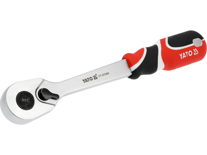 Тріщатка YATO: квадрат 1/2"(12,7 мм), L=256 мм, КМ до 1000 Nm, з прямою ручкою,90 зубів