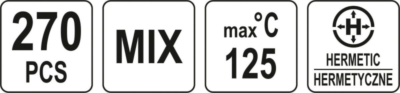 Кембрики термоусадні до t=125°C з клеєм YATO : різних розмірів, 270 шт