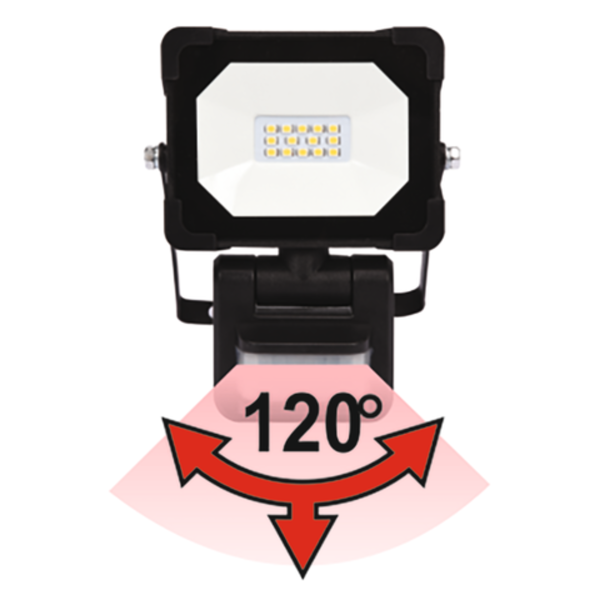 Прожектор с SMD-диодным излучателем и датчиком движения YATO: 50 Вт, 230 В, 4750 лм, 75 диодов (YT-818291)