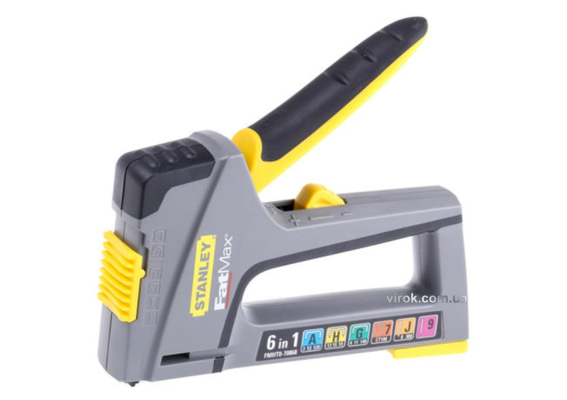 Степлер STANLEY з регуляц. сили до 6-ти видів скоб і цвяхів